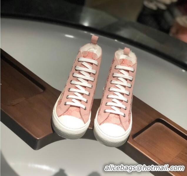 Good Looking Gucci x Dior GG Canvas Short Sneaker Boots with Logo Patch 111422 Pink