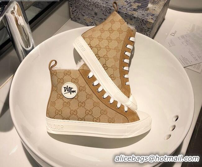 Best Product Gucci x Dior GG Canvas Short Sneaker Boots with Logo Patch 111422 Brown