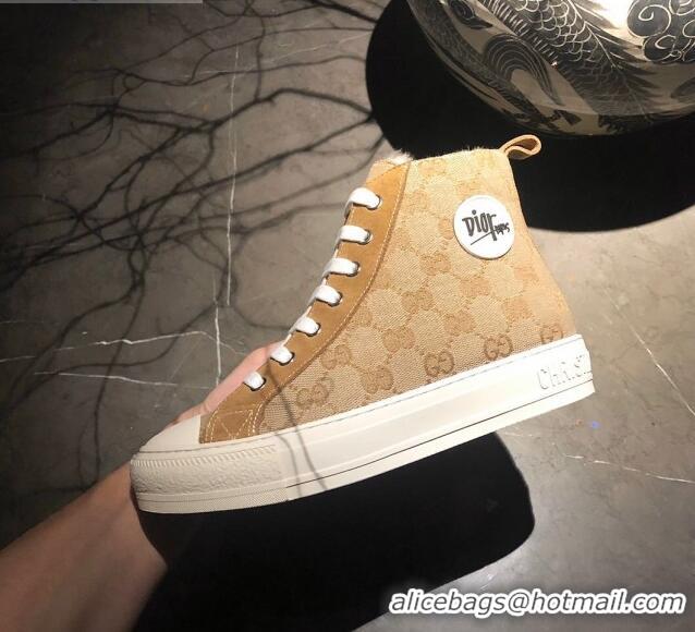 Best Product Gucci x Dior GG Canvas Short Sneaker Boots with Logo Patch 111422 Brown