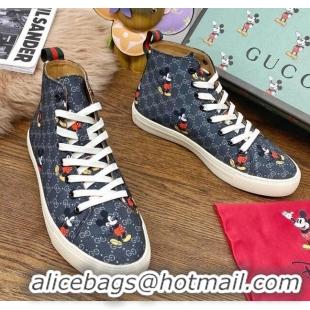 Unique Discount Gucci x Disney GG High top Sneakers Navy Blue 111442