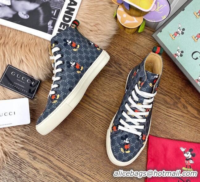 Unique Discount Gucci x Disney GG High top Sneakers Navy Blue 111442