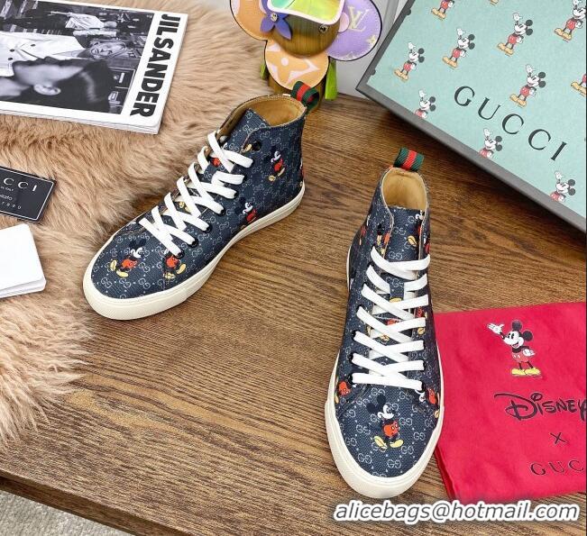 Unique Discount Gucci x Disney GG High top Sneakers Navy Blue 111442