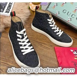 Top Quality Gucci GG Star Bee Canvas High top Sneakers 111442 Black/White