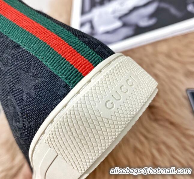 Top Quality Gucci GG Star Bee Canvas High top Sneakers 111442 Black/White