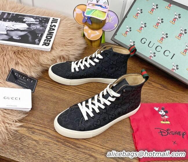 Top Quality Gucci GG Star Bee Canvas High top Sneakers 111442 Black/White