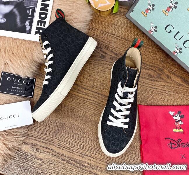 Top Quality Gucci GG Star Bee Canvas High top Sneakers 111442 Black/White