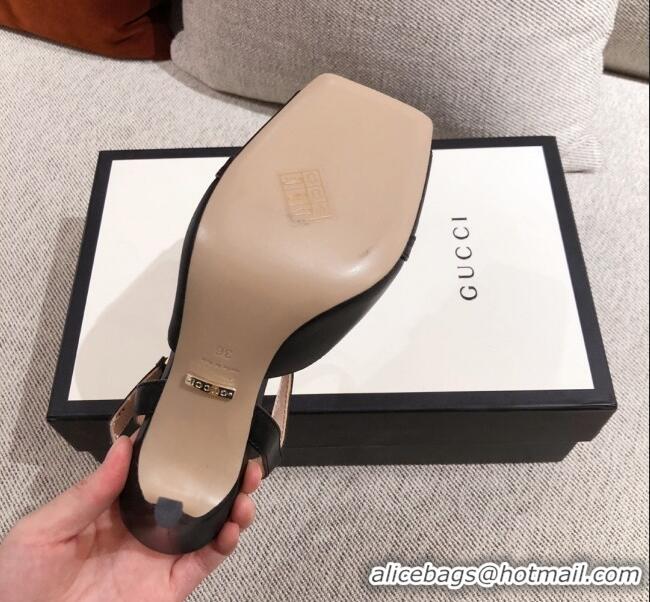 Low Cost Gucci Leather 7.5 cm Mid-heel Sandals with Chain 111668 Black