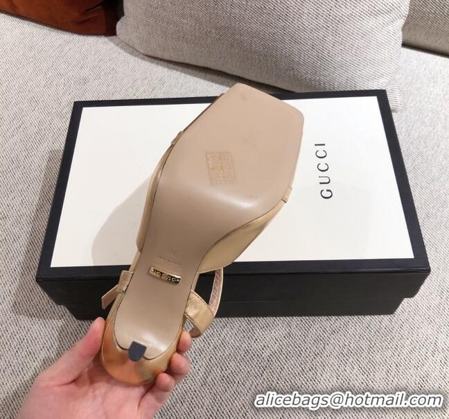 Best Design Gucci Leather 7.5 cm Mid-heel Sandals with Chain 111668 Gold