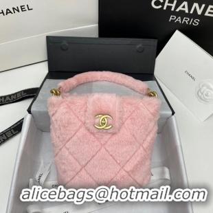 Popular Style Chanel flap bag Shearling Lambskin & Gold-Tone Metal AS2241 pink