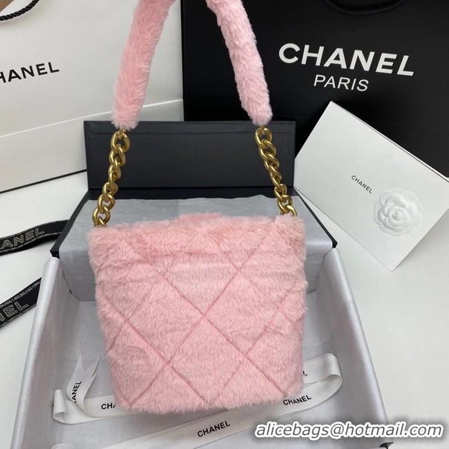 Popular Style Chanel flap bag Shearling Lambskin & Gold-Tone Metal AS2241 pink