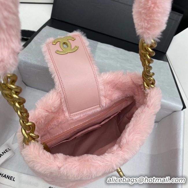 Popular Style Chanel flap bag Shearling Lambskin & Gold-Tone Metal AS2241 pink