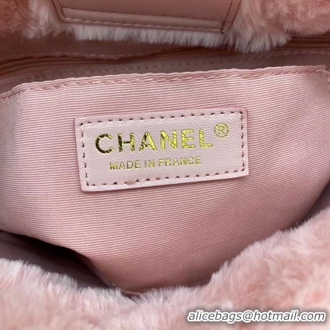 Popular Style Chanel flap bag Shearling Lambskin & Gold-Tone Metal AS2241 pink