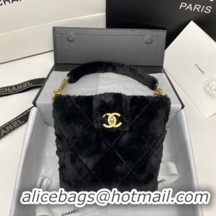 Good Product Chanel flap bag Shearling Lambskin & Gold-Tone Metal AS2241 black