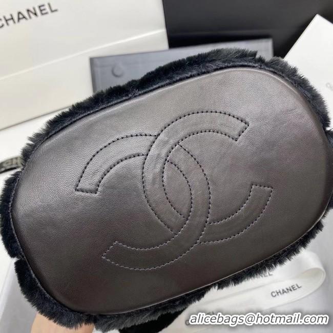 Good Product Chanel flap bag Shearling Lambskin & Gold-Tone Metal AS2241 black