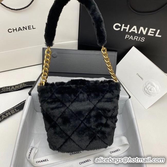 Good Product Chanel flap bag Shearling Lambskin & Gold-Tone Metal AS2241 black