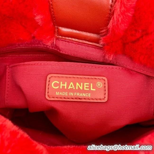 Best Price Chanel flap bag Shearling Lambskin & Gold-Tone Metal AS2241 red