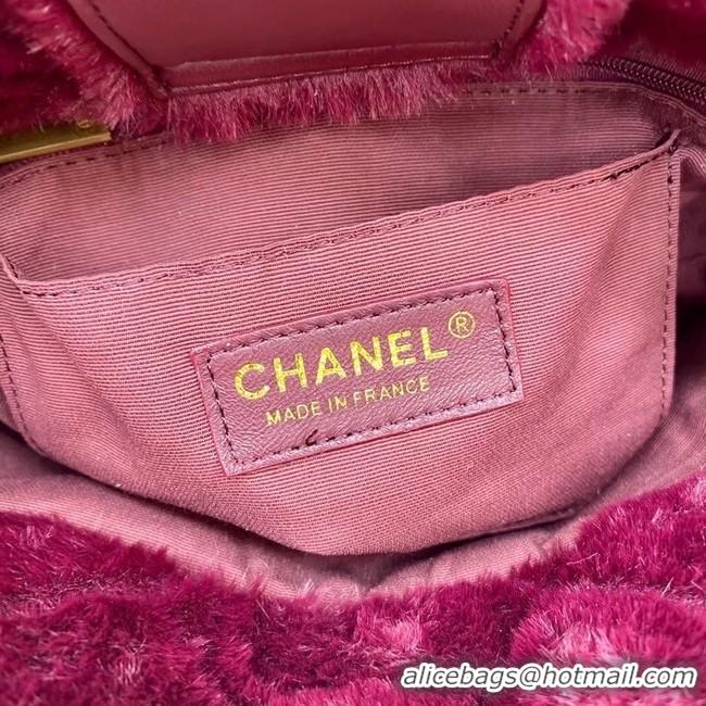 Promotional Chanel flap bag Shearling Lambskin & Gold-Tone Metal AS2241 Burgundy