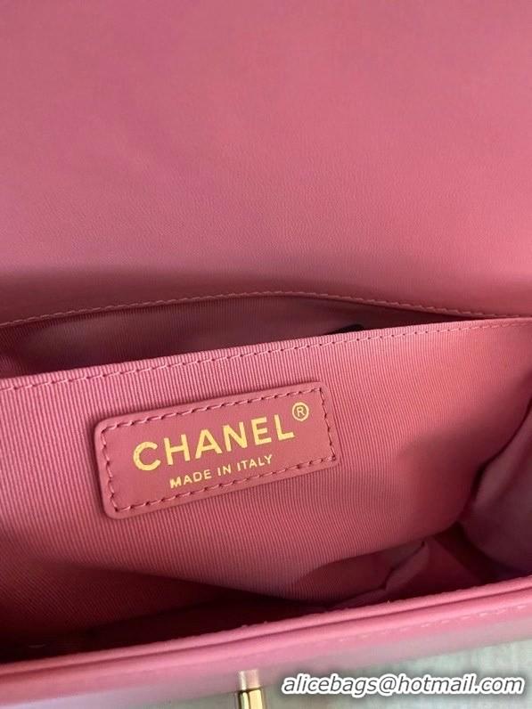 Unique Grade Boy Chanel Flap Shoulder Bag original Snake leather AS67086 pink