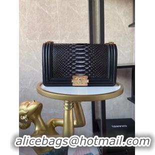 Modern Classic Boy Chanel Flap Shoulder Bag original Snake leather AS67086 black&grey