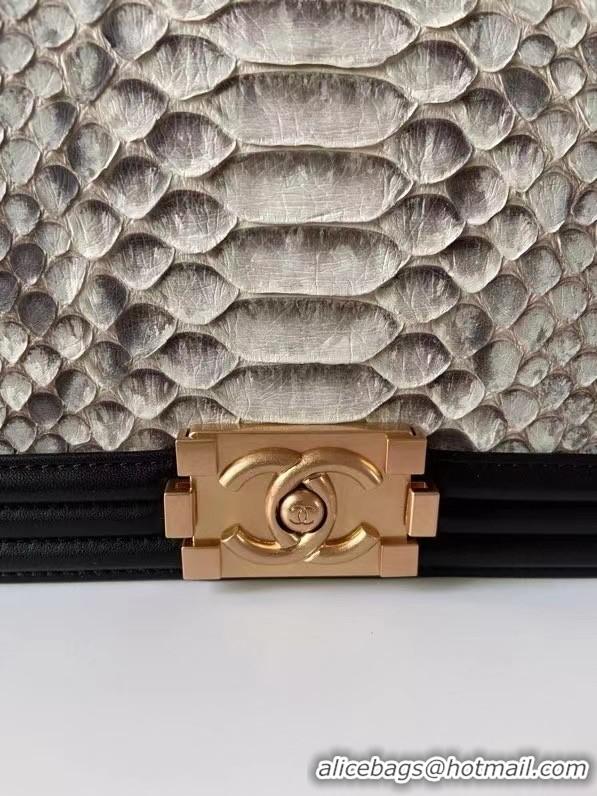 Promotional Boy Chanel Flap Shoulder Bag original Snake leather AS67086 grey