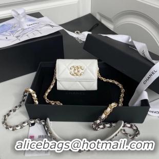 Top Design Chanel 19 flap coin purse with chain AP1787 white