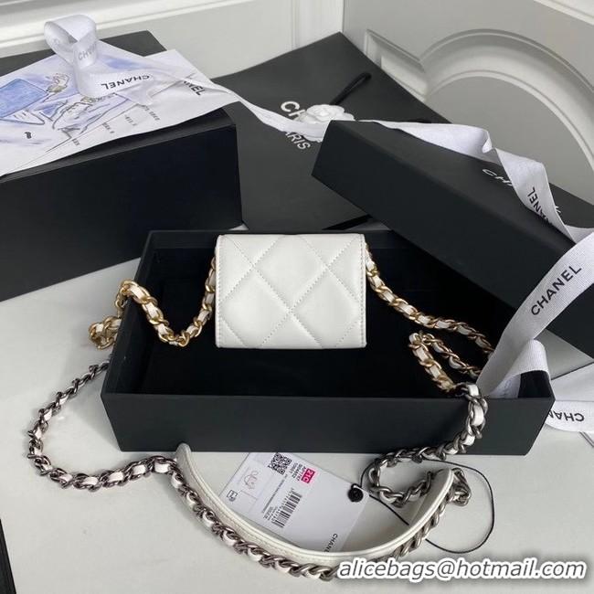 Top Design Chanel 19 flap coin purse with chain AP1787 white