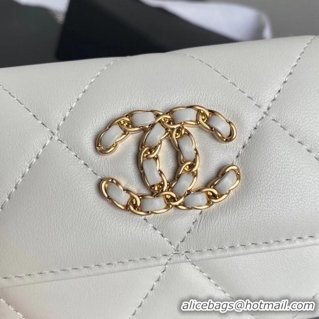 Top Design Chanel 19 flap coin purse with chain AP1787 white