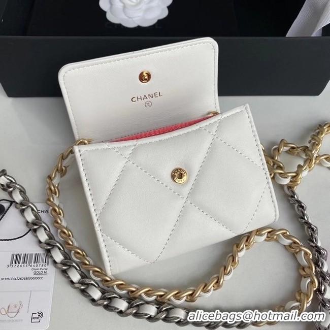 Top Design Chanel 19 flap coin purse with chain AP1787 white