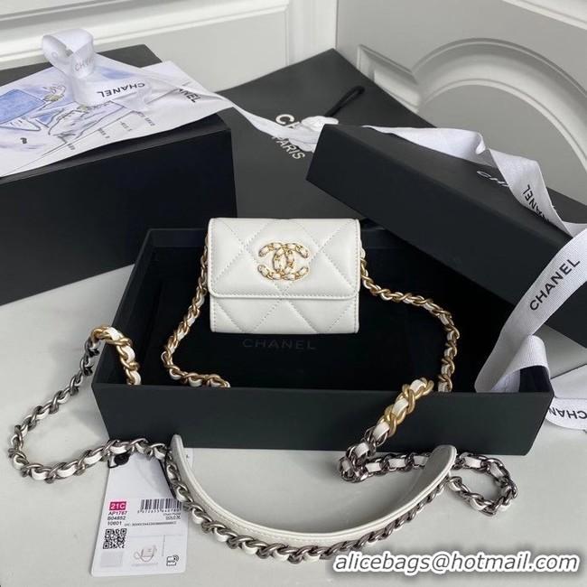 Top Design Chanel 19 flap coin purse with chain AP1787 white