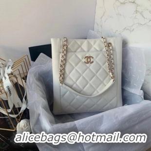 New Style Chanel Original Lather Shopping bag AS2295 white