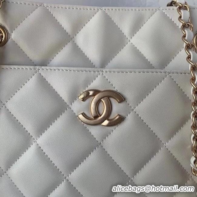 New Style Chanel Original Lather Shopping bag AS2295 white