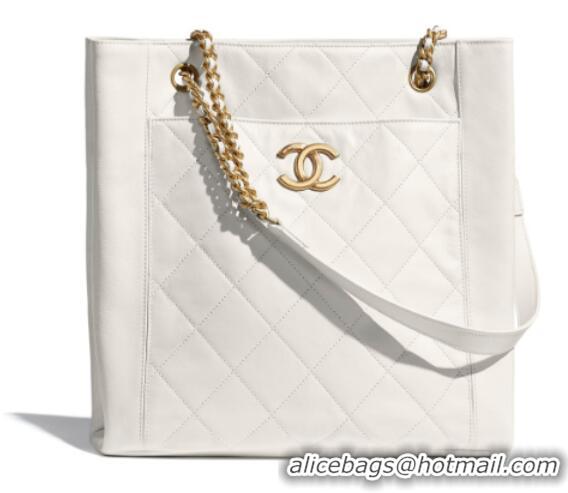 New Style Chanel Original Lather Shopping bag AS2295 white