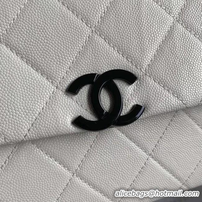 Good Quality Chanel flap bag Grained Calfskin & Lacquered Metal AS2303 white