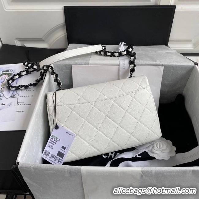 Good Quality Chanel flap bag Grained Calfskin & Lacquered Metal AS2303 white