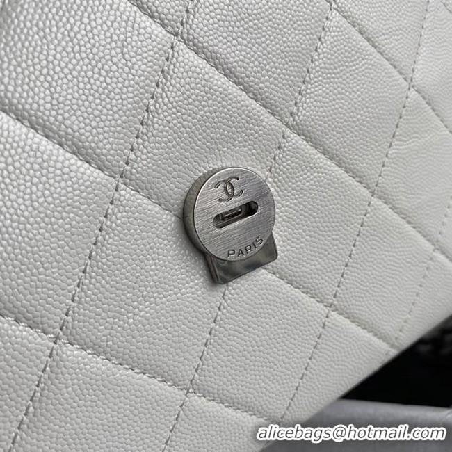 Good Quality Chanel flap bag Grained Calfskin & Lacquered Metal AS2303 white