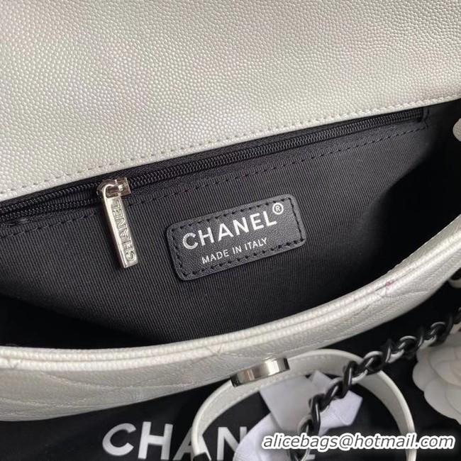 Good Quality Chanel flap bag Grained Calfskin & Lacquered Metal AS2303 white