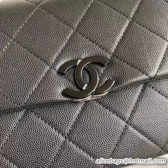 Affordable Price Chanel flap bag Grained Calfskin & Lacquered Metal AS2303 black