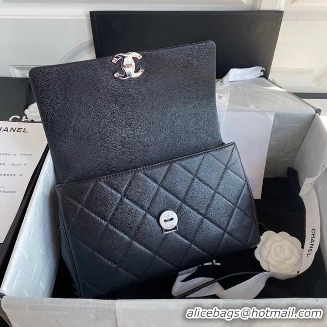 Affordable Price Chanel flap bag Grained Calfskin & Lacquered Metal AS2303 black