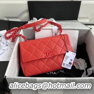 Buy Discount Chanel flap bag Grained Calfskin & Lacquered Metal AS2303 red