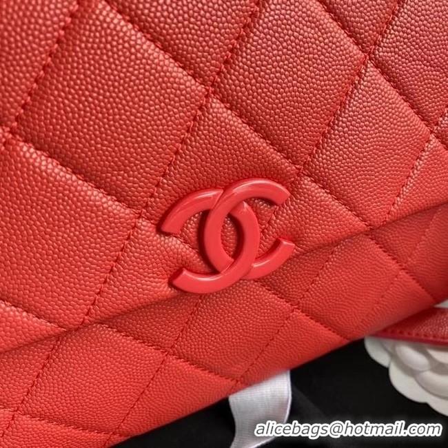 Buy Discount Chanel flap bag Grained Calfskin & Lacquered Metal AS2303 red