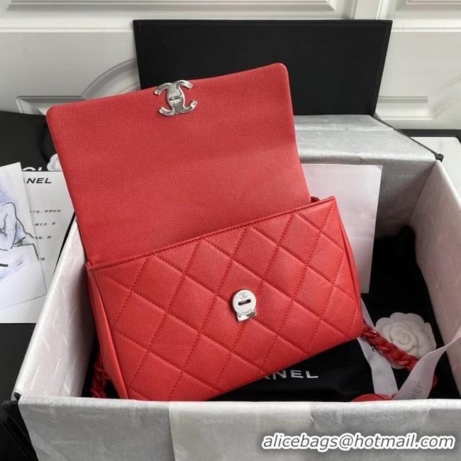 Buy Discount Chanel flap bag Grained Calfskin & Lacquered Metal AS2303 red