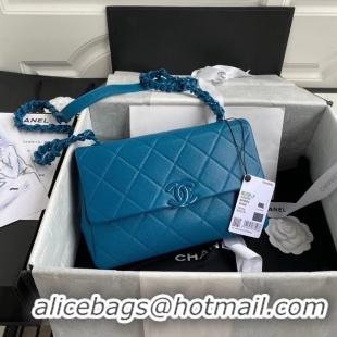 Classic Specials Chanel flap bag Grained Calfskin & Lacquered Metal AS2303 blue