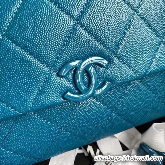 Classic Specials Chanel flap bag Grained Calfskin & Lacquered Metal AS2303 blue