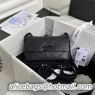 Low Cost Chanel flap bag Grained Calfskin & Lacquered Metal AS2302 black