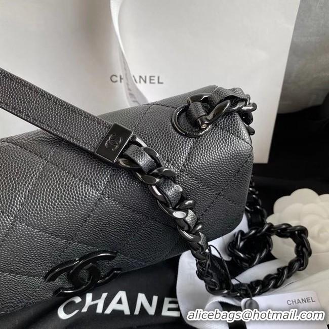 Low Cost Chanel flap bag Grained Calfskin & Lacquered Metal AS2302 black