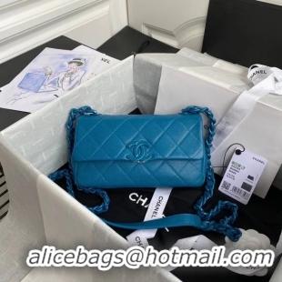 Good Product Chanel flap bag Grained Calfskin & Lacquered Metal AS2302 blue