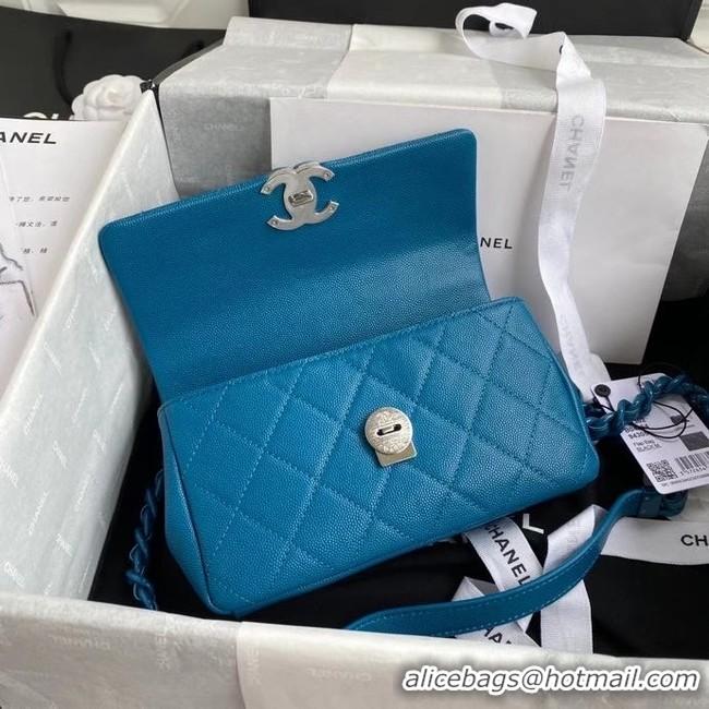 Good Product Chanel flap bag Grained Calfskin & Lacquered Metal AS2302 blue