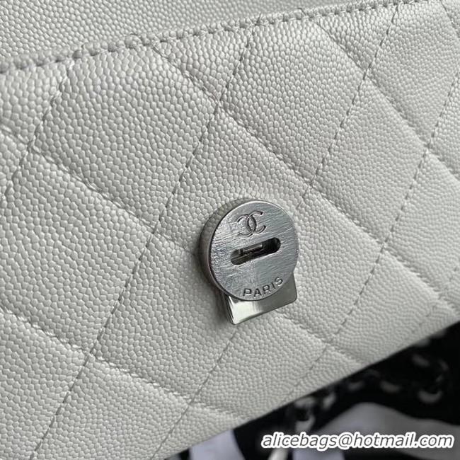 Top Grade Chanel flap bag Grained Calfskin & Lacquered Metal AS2302 white