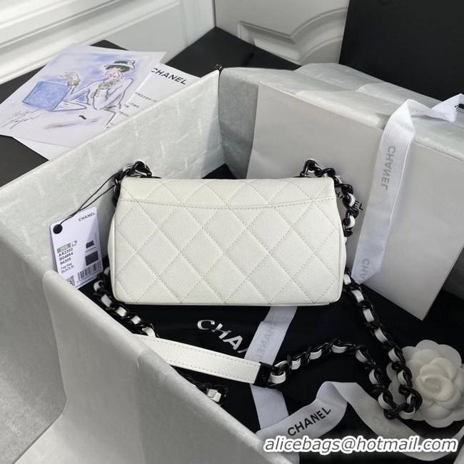 Top Grade Chanel flap bag Grained Calfskin & Lacquered Metal AS2302 white