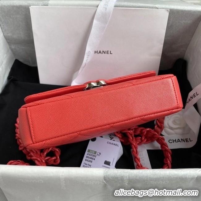 Trendy Design Chanel flap bag Grained Calfskin & Lacquered Metal AS2302 red